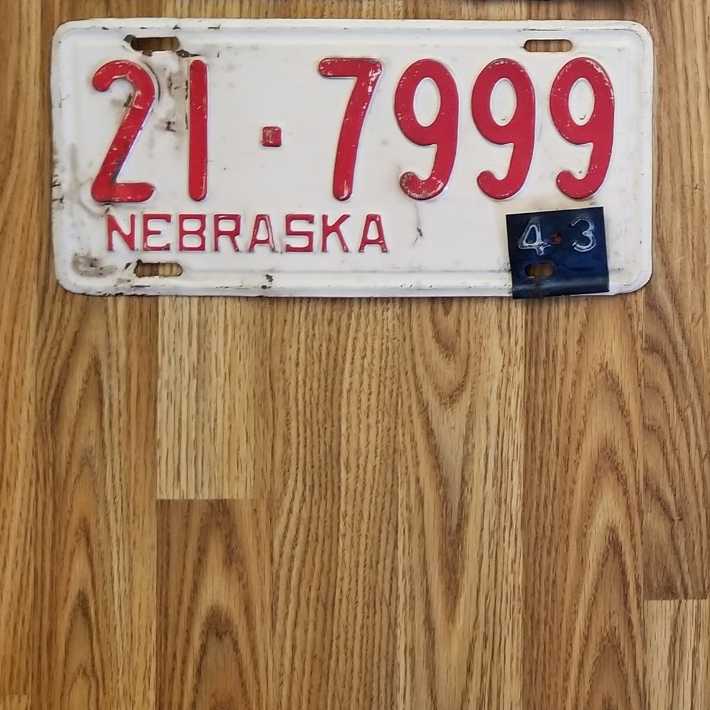 1943 Vintage Nebraska License Plate